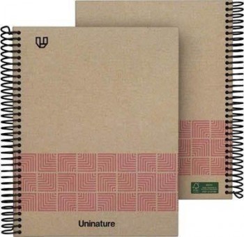 Cuaderno Tapa Dura A5 80H 4x4mm UniNature rosa 88538753 Grafoplas