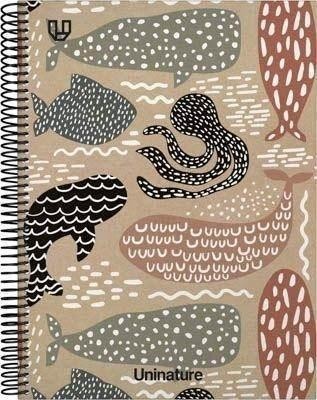 Cuaderno Tapa Dura A4 80H 4x4mm UniNature ballenas 88528604 Grafoplas