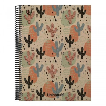 Cuaderno Tapa Dura A4 100H 5x5mm UniNature cactus 88528803 Grafoplas