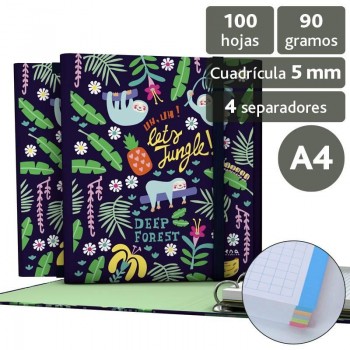 Forrado. CarpePlús 4 anillas 25mm JUNGLE 88212635 Grafoplas