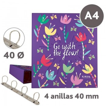 Forrado. Carpeta 4 Anillas D40mm DIN-A4 FLOW 88172634 Grafoplas