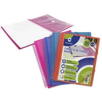 Carpeta fundas espiral Bismark A4 neon surtido