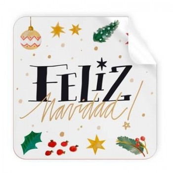 Etiqueta Arguval 47536 rollo de 250 feliz navidad blanca cuadrada 40x40mm