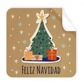 Etiqueta Arguval 47545 rollo de 250 feliz navidad arbol cuadrada 40x40mm