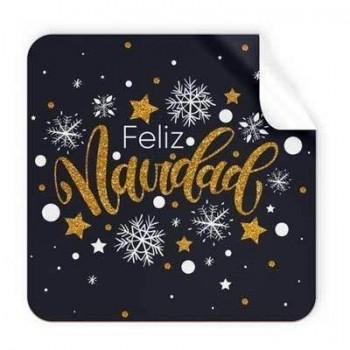 Etiqueta Arguval 47535 rollo de 250 feliz navidad negra cuadrada 40x40mm