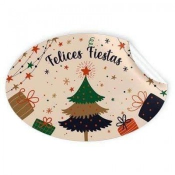 Etiqueta Arguval 47556 rollo de 250 feliz navidad arbol ovaladas 60x40mm