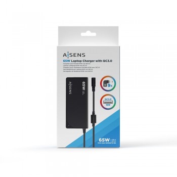 Cargador Universal AISENS ASLC-65WAUTO-BK   65W Multitensión con USB QC 3.0