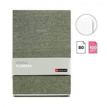 Cuaderno Miquelrius Tela 146x214 80h. puntos 100g. Verde MR28217