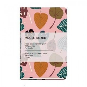 Cuaderno Miquelrius Rigido 93X145 96h. puntos 80g. Autumn Hojas Rosa MR8226