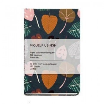 Cuaderno Miquelrius Rigido 93X145 96h. puntos 80g. Autumn Hojas Verde MR8225