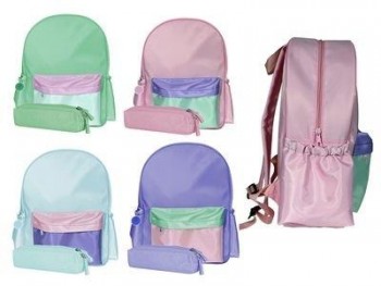 MOCHILA BICOLOR PASTEL CON PORTATODO 332301