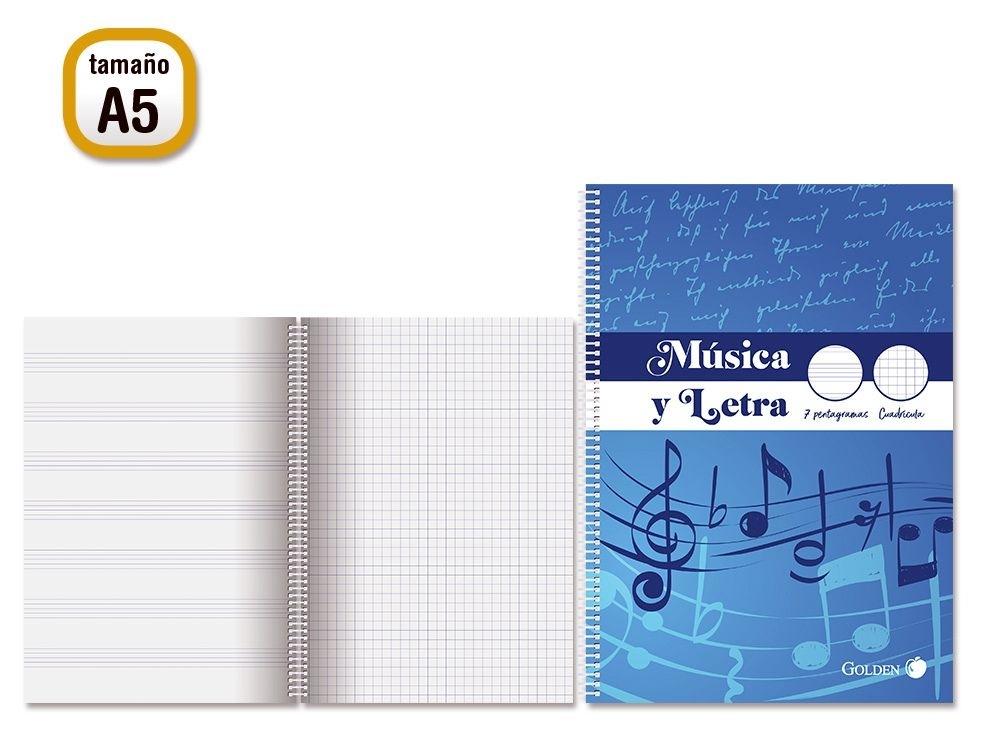 GOLDEN CUADERNO MUSICA Y LETRA C/CUADRICULA A5 331460