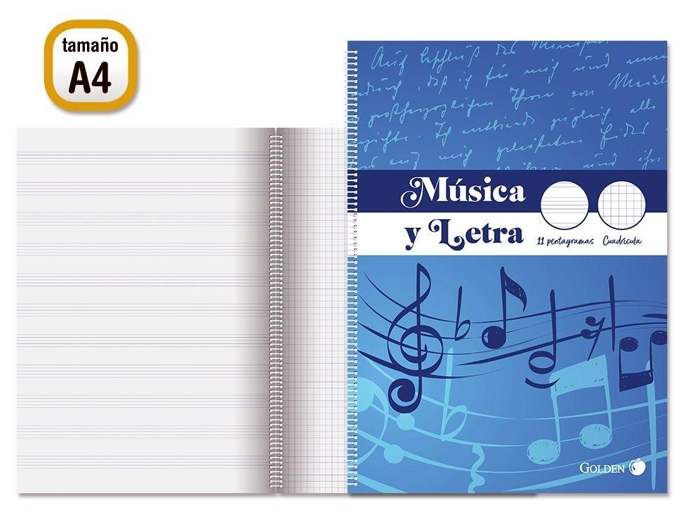 GOLDEN CUADERNO MUSICA Y LETRA C/CUADRICULA A4 331459
