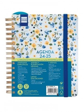 Agenda escolar 2024-2025 Finocam 4º semana vista Magistral Design flowers 533580225