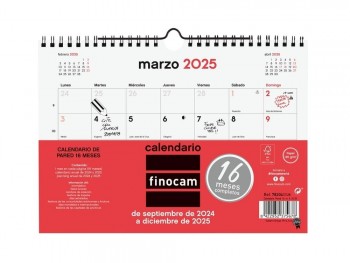 Calendario Finocam 2024-2025 16 meses pared S 782040025