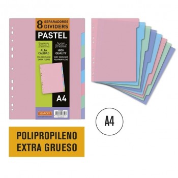 Separador polipropileno 8 separadores pastel Senfort 302025 rigido