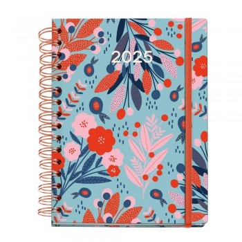 Agenda Miquelrius Anual 2025 164x218 Semana vista Plus Espiral Printed Picnic Bright red MR34288