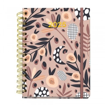 Agenda Miquelrius Anual 2025 164x218 Semana vista Plus Espiral Printed Picnic Rust MR34290