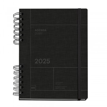 Agenda Miquelrius Anual 2025 164x218 Semana vista Plus Espiral Back to Basics Negro MR34793