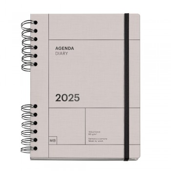 Agenda Miquelrius Anual 2025 164x218 Semana vista Plus Espiral Back to Basics Gris MR34794