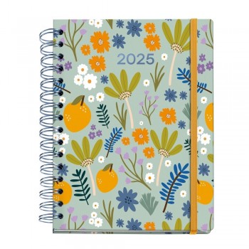 Agenda Miquelrius Anual 2025 164x218 Dia pagina Plus Espiral Printed Picnic Lemon MR34286