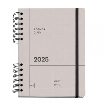 Agenda Miquelrius Anual 2025 164x218 Dia pagina Plus Espiral Back to Basics Gris MR34789