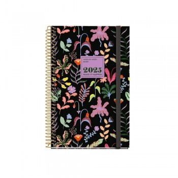 Agenda Miquelrius Anual 2025 117x182 Semana vista Activa Espiral Natura Fantasy Garden MR38266