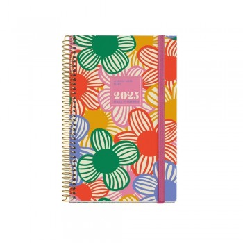 Agenda Miquelrius Anual 2025 117x182 Semana vista Activa Espiral Natura Flowery MR38268