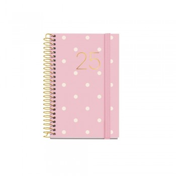 Agenda Miquelrius Anual 2025 80x120 Semana vista Caddy Espiral Grafica Polka Dots MR39146