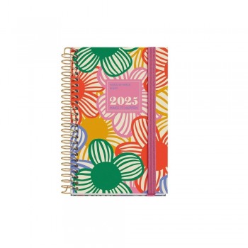 Agenda Miquelrius Anual 2025 80x120 Semana vista Caddy Espiral Natura Flowery MR39147