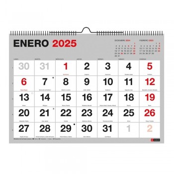 Calendario anual Miquelrius 2025 MR28238 Pared Numeros grandes A4 296x210 Basico