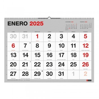 Calendario anual Miquelrius 2025 MR28241 Pared Escribir y Numeros grandes XL 590x420 Basico