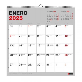 Calendario anual Miquelrius 2025 MR28245 Pared para escribir 300x300 Basico