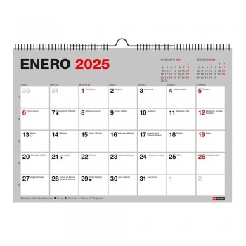 Calendario anual Miquelrius 2025 MR28247 Pared para escribir 210x150 Basico