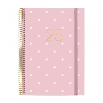 Agenda Miquelrius Anual 2025 155x213 Dia pagina Plus Espiral Grafica Polka Dots MR34186