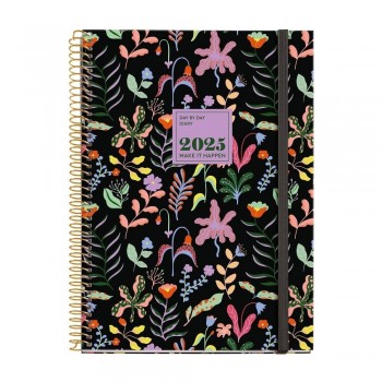 Agenda Miquelrius Anual 2025 155x213 Dia pagina Plus Espiral Natura Fantasy Garden MR34184