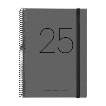 Agenda Miquelrius Anual 2025 155x213 Dia pagina Plus Espiral Recycled Negro MR34178