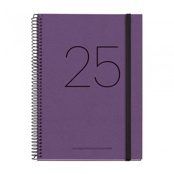 Agenda Miquelrius Anual 2025 155x213 Dia pagina Plus Espiral Recycled Purpura MR34177