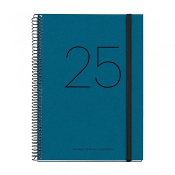 Agenda Miquelrius Anual 2025 155x213 Dia pagina Plus Espiral Recycled Azul MR34176