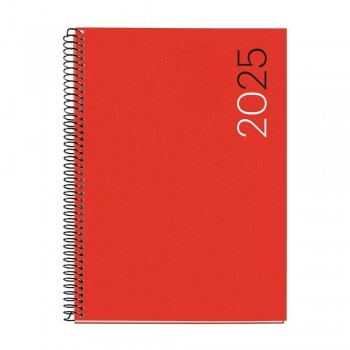 Agenda Miquelrius Anual 2025 155x213 Dia pagina Plus Espiral City Rojo MR34172