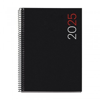 Agenda Miquelrius Anual 2025 155x213 Dia pagina Plus Espiral City Negro MR34171