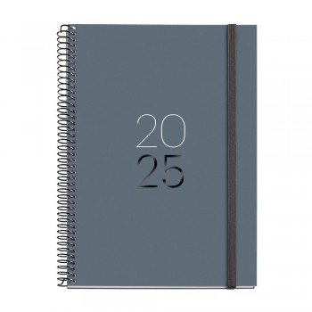 Agenda Miquelrius Anual 2025 155x213 Dia pagina Plus Espiral Calm Grafito MR34164