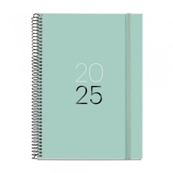 Agenda Miquelrius Anual 2025 155x213 Dia pagina Plus Espiral Calm Aqua MR34162