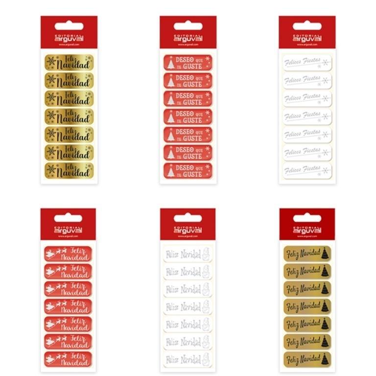 BLISTER 16 ETIQUETAS HOLOGRAFICAS NAVIDAD ARGUVAL 43493