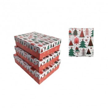 SET 3 CAJAS NAVIDAD BLANCA ÁRBOLES ARGUVAL 48502