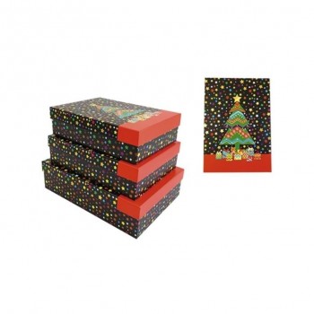 SET 3 CAJAS NAVIDAD NEGRA ÁRBOLES ARGUVAL 48503