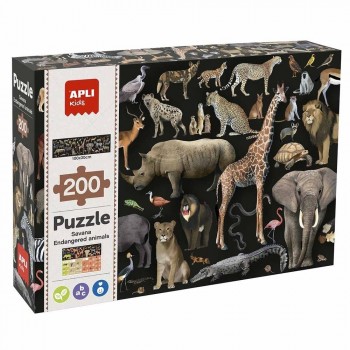 Juego Apli 19697 puzle animales amenazados Sabana 200 piezas