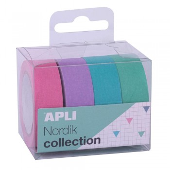 Cinta adhesiva papel Apli 18816 Washi Nordik Pack de 4 unidades surtidas