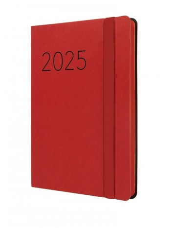 Agenda anual 2025 Finocam F4 Lisa semana vista horizontal rojo 883323025