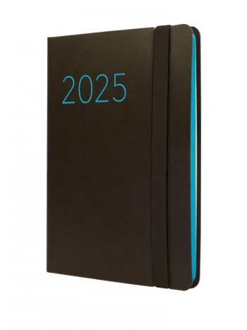 Agenda anual 2025 Finocam F4 Lisa semana vista horizontal negro 883326025